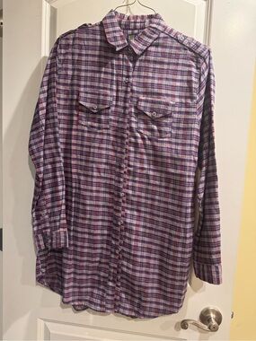 Women's Purple Plaid Button-Down Shirt